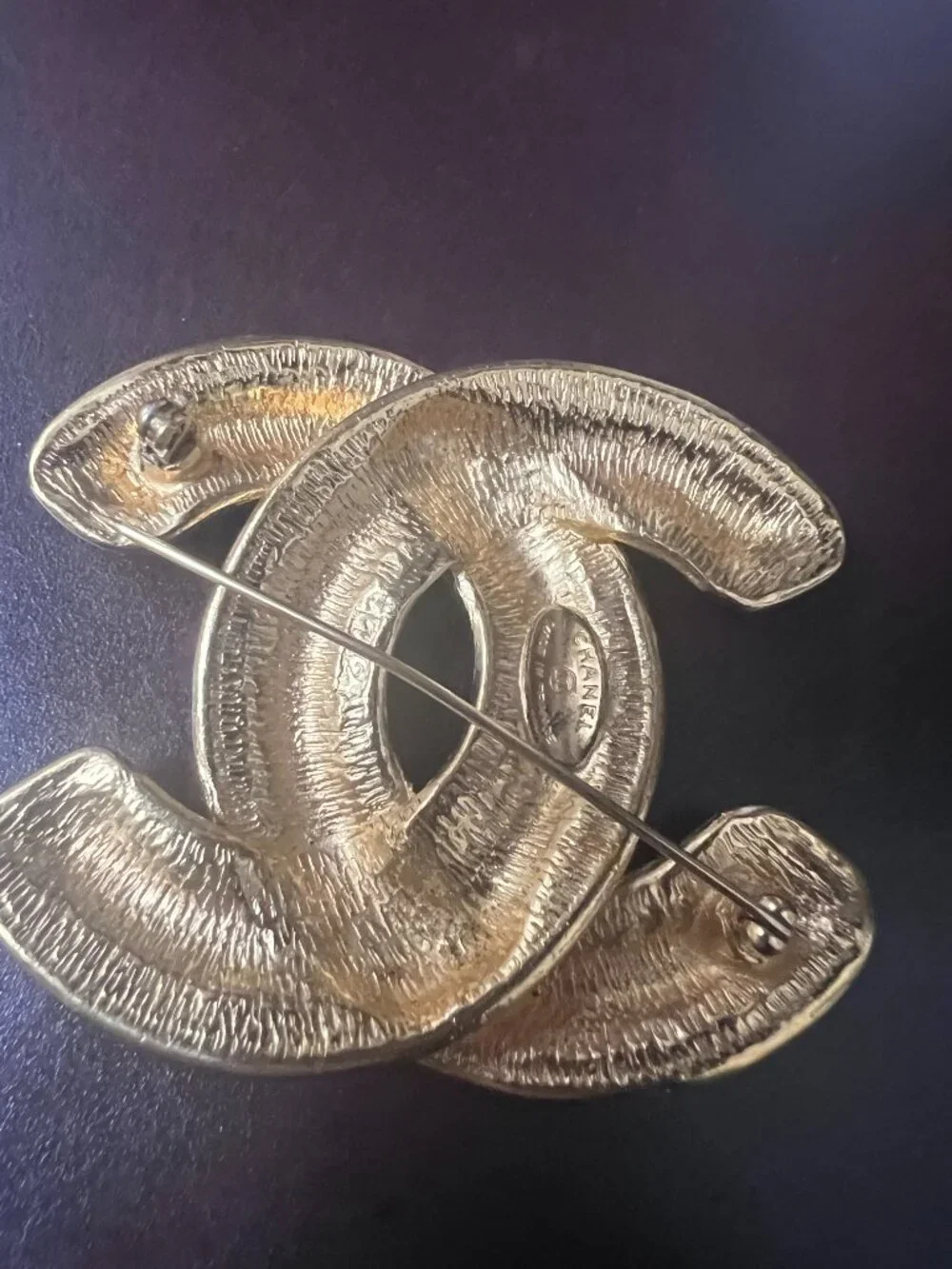 Vintage Quilted Chanel CC Logo Brooch XL